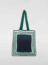 Casablanca Crochet Tote Bag With Two Flat Handles In Navy
