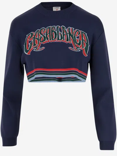 Casablanca Baseball Sweatshirt With Lettering Logo In Navy