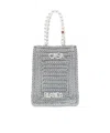 Casablanca Crochet Chain Shoulder Bag With Pearl Handle In Gray