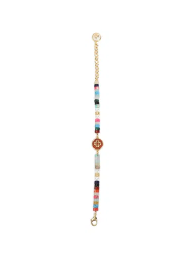 Casablanca Beaded Logo-charm Bracelet In Gold
