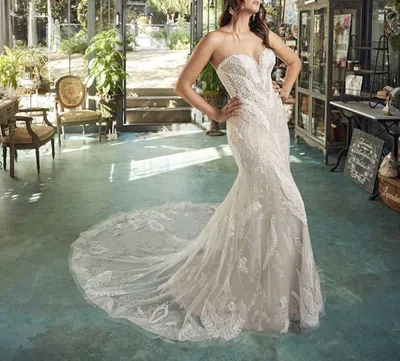 Casablanca Beatrice Wedding Gown In Nude/ivory In White