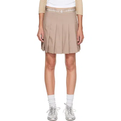 Casablanca Beige Pleated Miniskirt In Light Brown