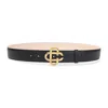 Casablanca Adjustable Goat Leather Belt With Golden Logo Buckle In Black