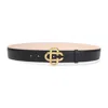 Casablanca Adjustable Goat Leather Belt With Golden Logo Buckle In Black