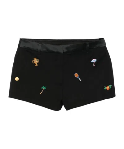 CASABLANCA MOTIF-EMBROIDERED TAILORED SHORTS