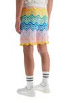 Casablanca Mens Multi Gradient-pattern High-rise Cotton-knit Shorts