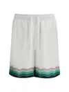 Casablanca Silk Twill Drawstring Shorts With Graphic Print In White