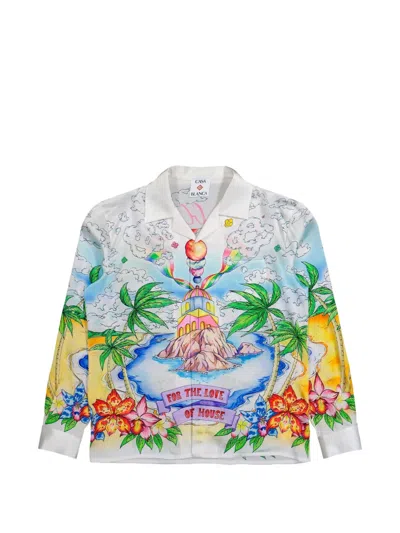 Casablanca Better Days Cuban-collar Printed Long-sleeve Shirt In Multi