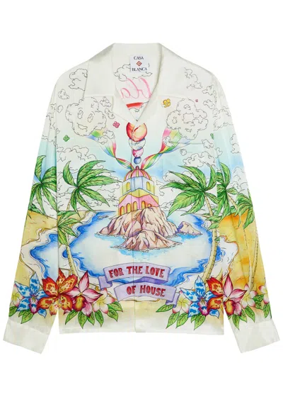 Casablanca Silk All-over Print Long Sleeves Button-up Shirt In Multicolor