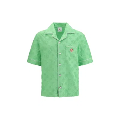 Casablanca Men Diamond Monogram Print Short-sleeve Shirt In Green