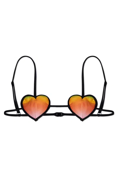 Casablanca Heart Gradient-effect Bikini Top In Orange