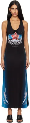 Casablanca Graphic Jersey Racerback Midi Dress In Black