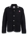 Casablanca Men Black Cardigan With Logo Patch On The Front In Cotton Man In Black