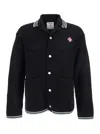 Casablanca Men Black Cardigan With Logo Patch On The Front In Cotton Man In Black