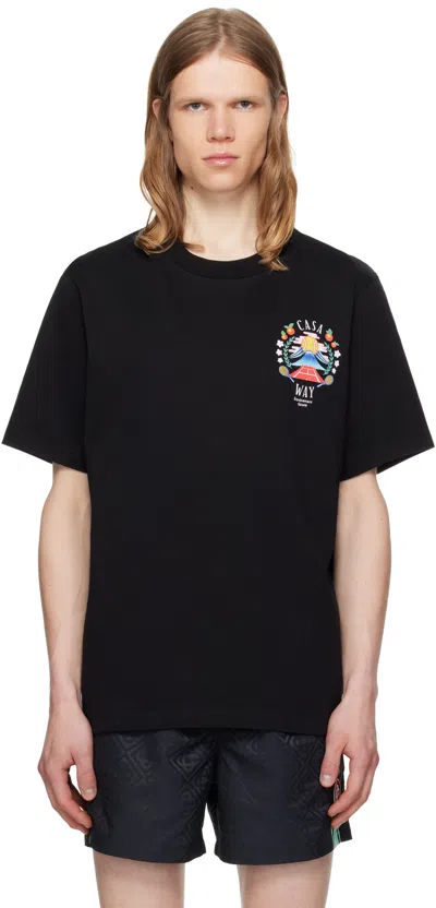 CASABLANCA BLACK 'CASA WAY' MOUNTAIN T-SHIRT