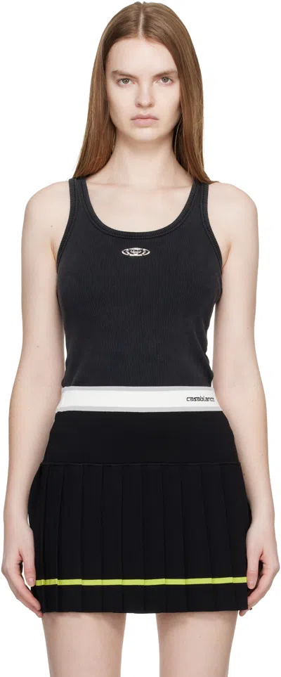 Casablanca Black Corrosion Ribbed Tank Top