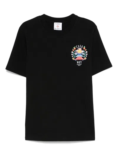 CASABLANCA Black cotton 'Casa Way' T-shirt with print CASABLANCA