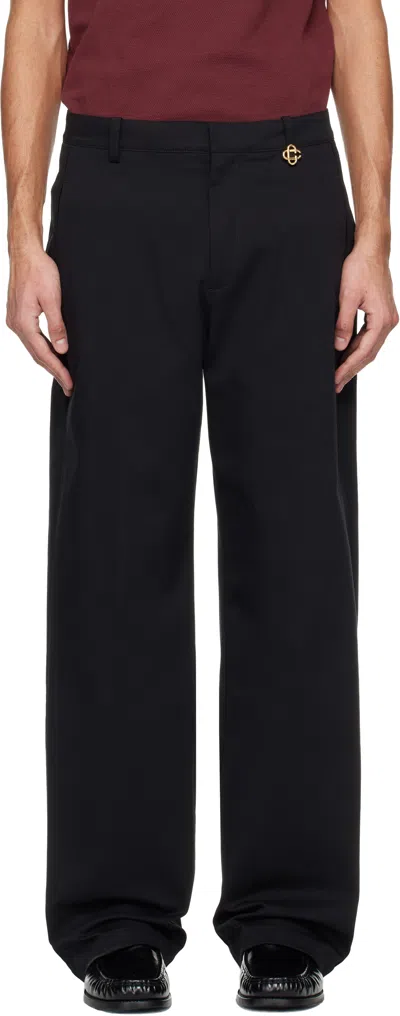 Casablanca Twill Zipper Casual Pants In Black