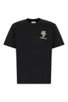 Casablanca Black Crewneck T-shirt With Logo Detail On The Front And Maxi Logo Print On The Rear In Black