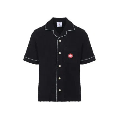 CASABLANCA CASABLANCA BLACK COTTON MONOGRAM TOWELLING SHIRT