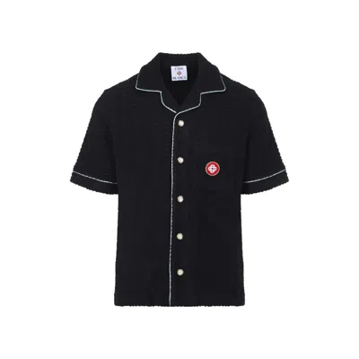 CASABLANCA BLACK COTTON MONOGRAM TOWELLING SHIRT