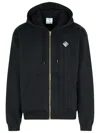 Casablanca Black Cotton Sweatshirt With Drawstring Hood And Contrast Logo In Black