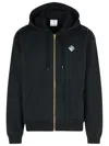 Casablanca Black Cotton Sweatshirt With Drawstring Hood And Contrast Logo In Black