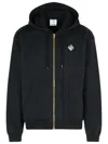 Casablanca Black Cotton Sweatshirt With Drawstring Hood And Contrast Logo In Black
