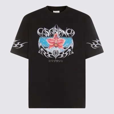 CASABLANCA BLACK COTTON T-SHIRT