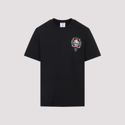 CASABLANCA BLACK CREWNECK PRINTED LOGO T-SHIRT