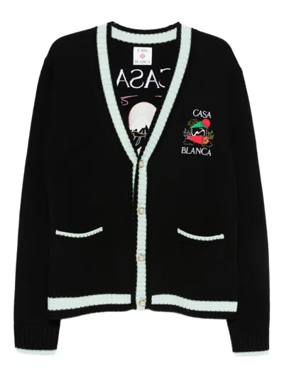 CASABLANCA CASABLANCA BLACK EMBROIDERED CARDIGAN