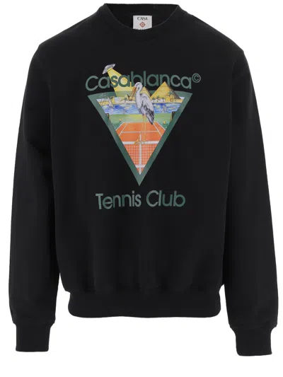 Casablanca Black Front Logo Cotton Sweatshirt