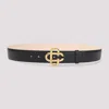 Casablanca Adjustable Goat Leather Belt With Golden Logo Buckle In Black