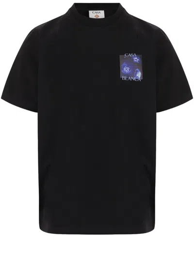 Casablanca Black Graphic Logo Print Organic Cotton T-shirt