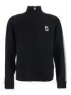 Casablanca Men Black High Neck Sweatshirt With Logo Patch On The Front In Wool Man In Black