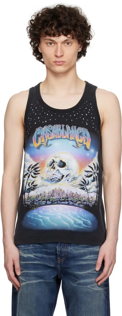 CASABLANCA BLACK 'LA PRÉMONITION' CRYSTAL EMBELLISHED TANK TOP