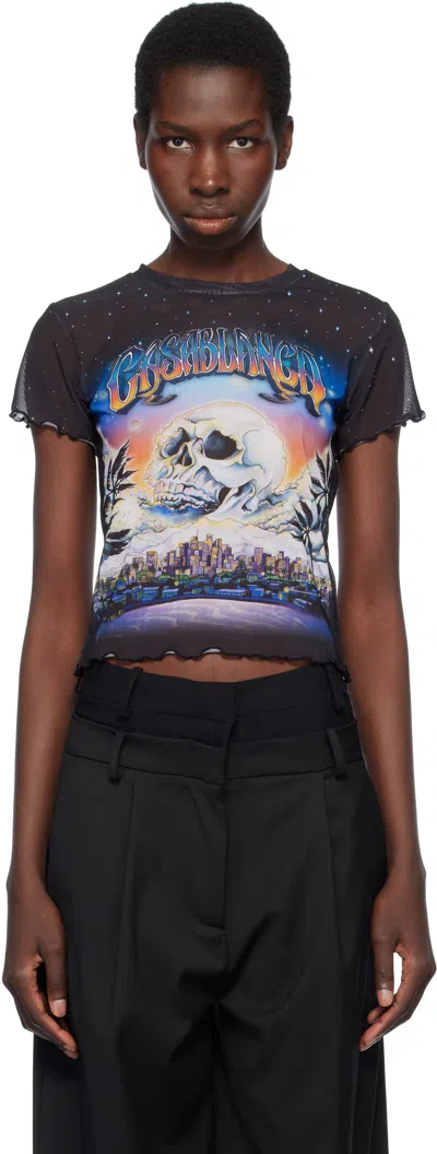 Casablanca Black 'la Prémonition' Mesh T-shirt In La Premonition