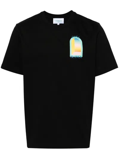 Casablanca Black Logo Print Organic Cotton T-shirt