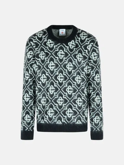 Casablanca Black Mohair Blend Monogrammed Sweater