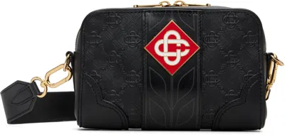 Casablanca Black Calf Leather Monogram Crossbody Bag