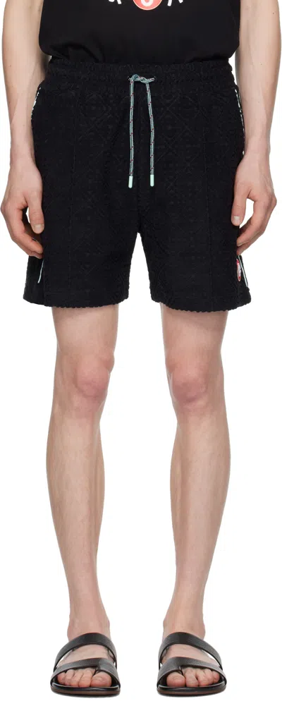 Casablanca Black Monogram Jacquard Towelling Shorts