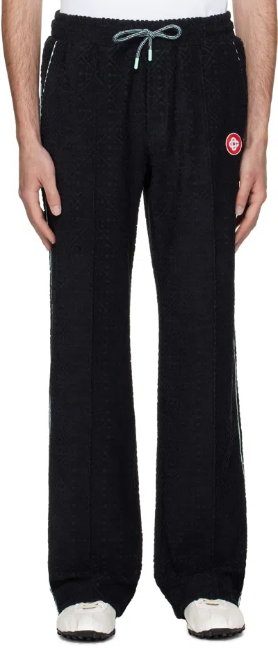 Casablanca Black Monogram Jacquard Towelling Sweatpants