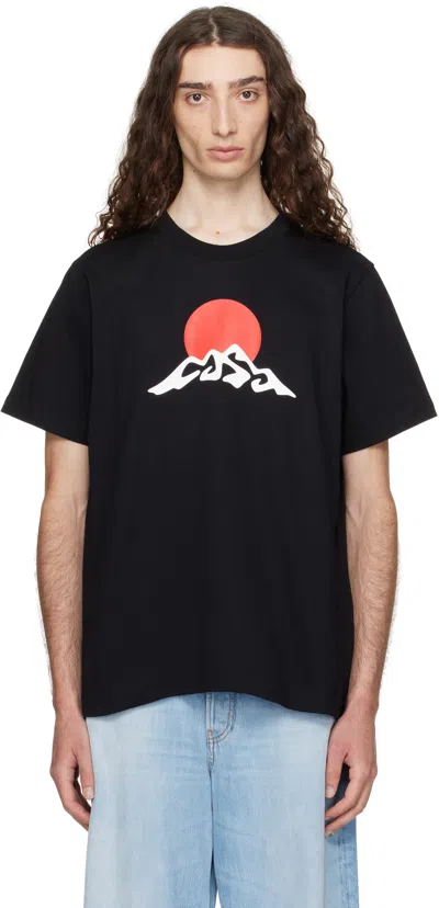 Casablanca Black Montagne Snow Print T-shirt