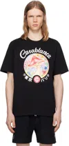 Casablanca Black Crewneck T-shirt With Logo On The Front In Cotton Man