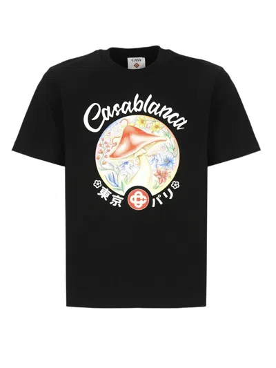 CASABLANCA CASABLANCA BLACK MUSHROOM EMBLEM T-SHIRT
