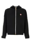 Casablanca Laurel Tape Hooded Scuba Jersey Track Jacket In Black