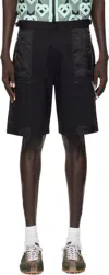 Casablanca Black Nylon Mountain Camo Cargo Shorts In Black