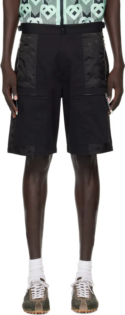 Casablanca Black Nylon Mountain Camo Cargo Shorts