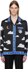 Casablanca Long-sleeved Cuban-collar Shirt In Black