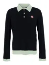 Casablanca Men Black Polo Shirt With Classic Collar And Logo Patch On The Front In Cotton Blend Man In Black
